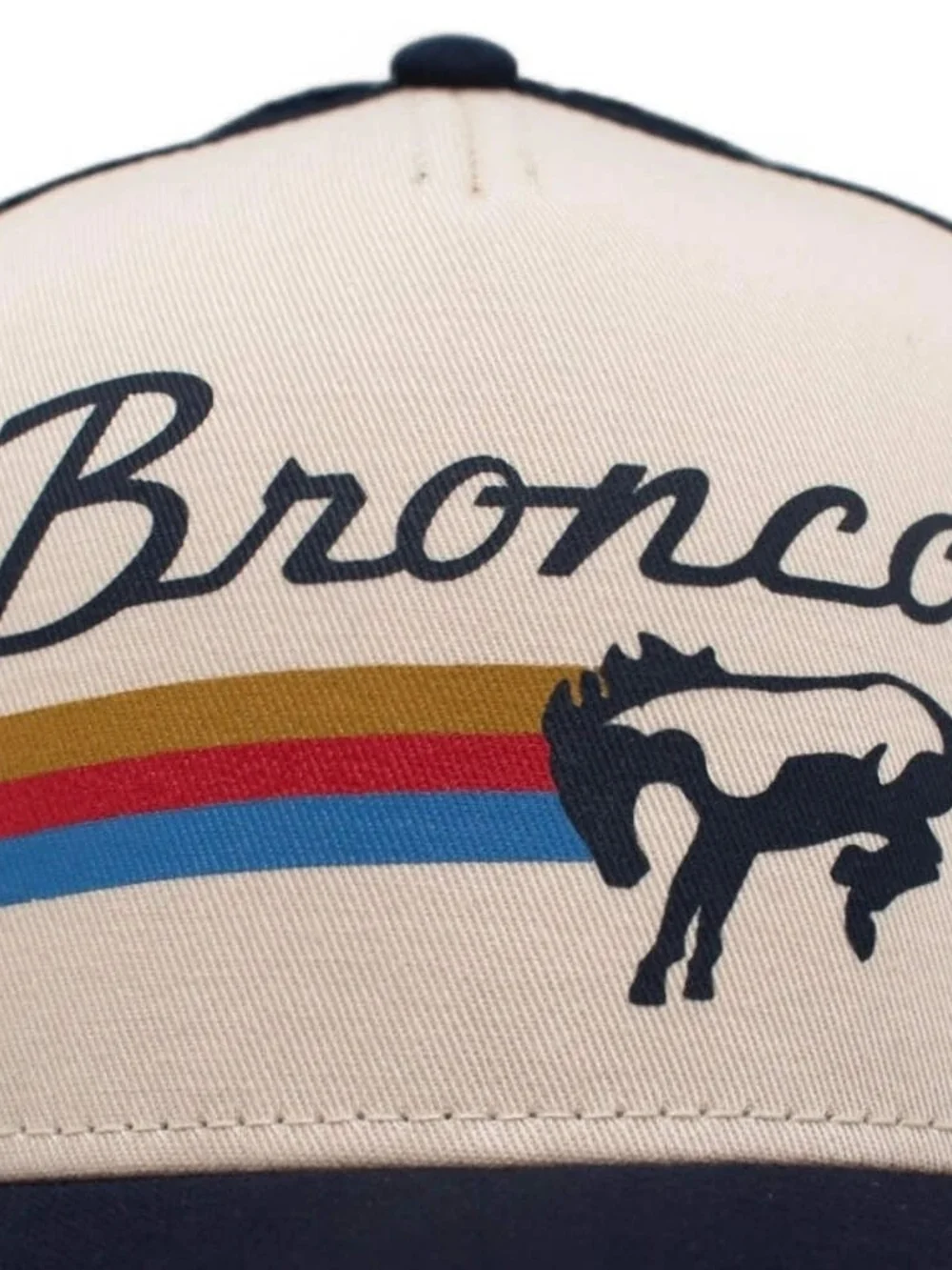 Vintage Bronco Cream and Navy Trucker Hat with Retro Stripes - Picture 4 of 9